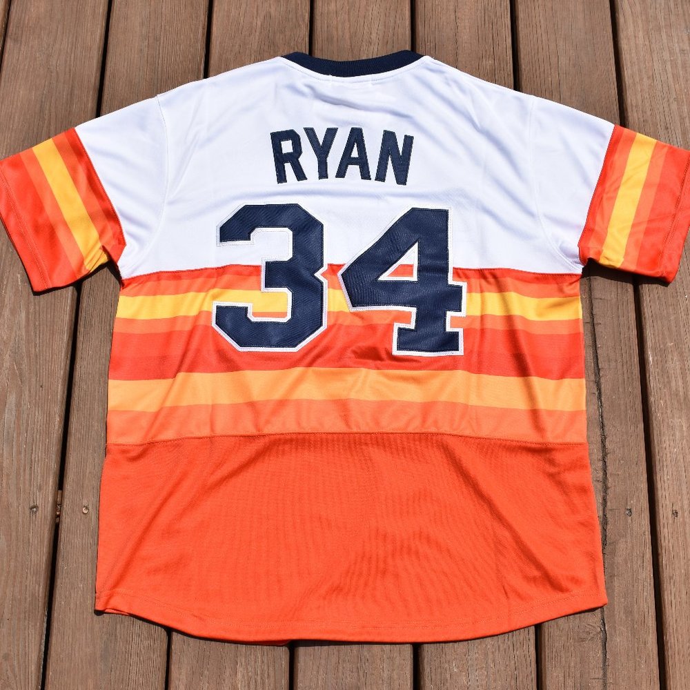New! Nolan Ryan Astros Orange Rainbow Vintage Baseball Jersey Adult Men's Sizes